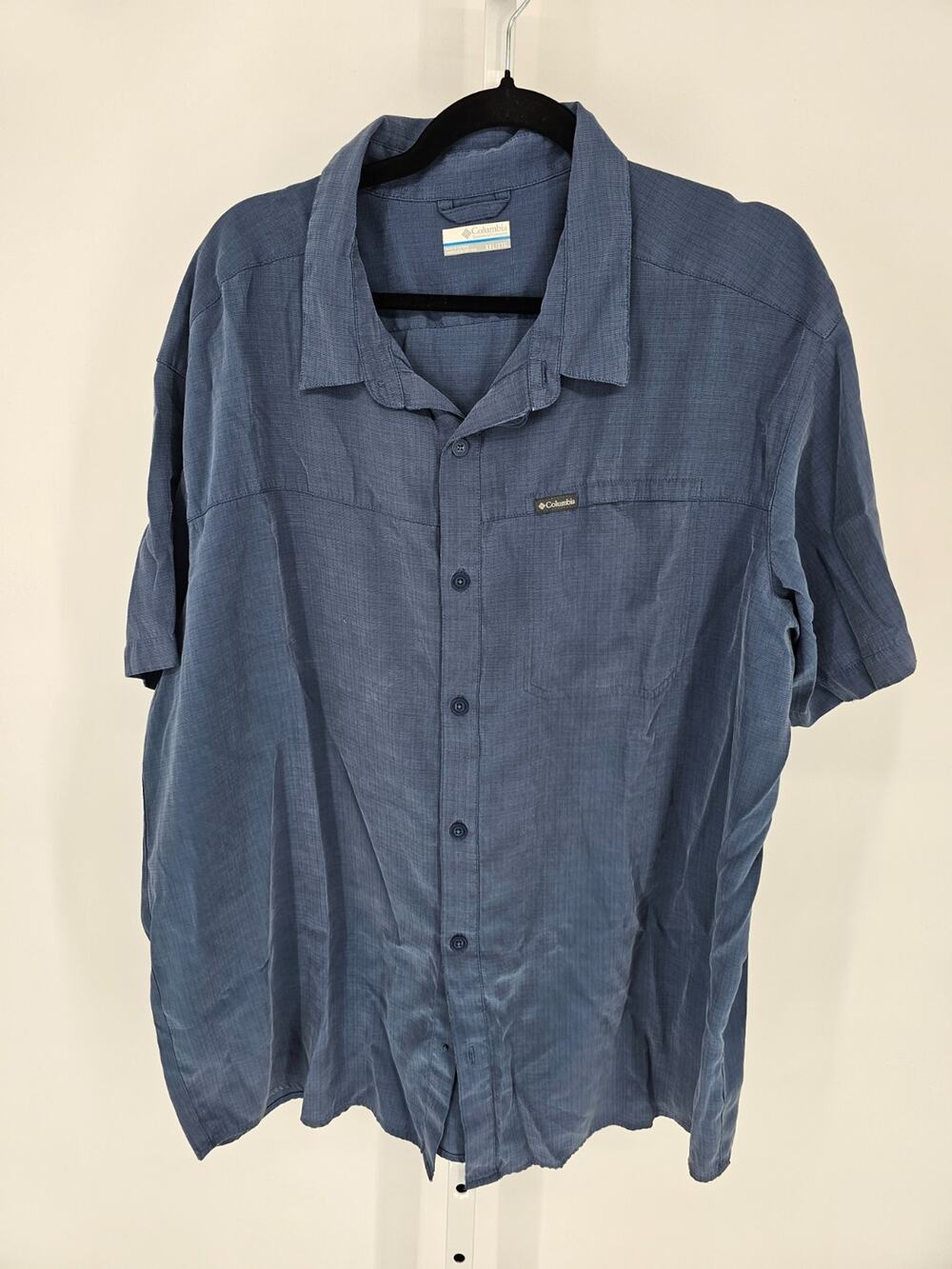 Columbia Mens Sz XXL Short Sleeve Button Up Shirt Slate Blue Hiking